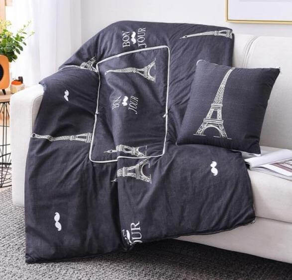Colorful Cartoon Pillow Blanket 2-in-1 Travel Blanket