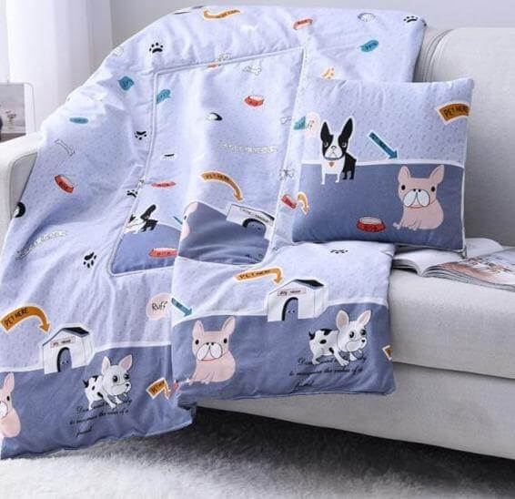Colorful Cartoon Pillow Blanket 2-in-1 Travel Blanket