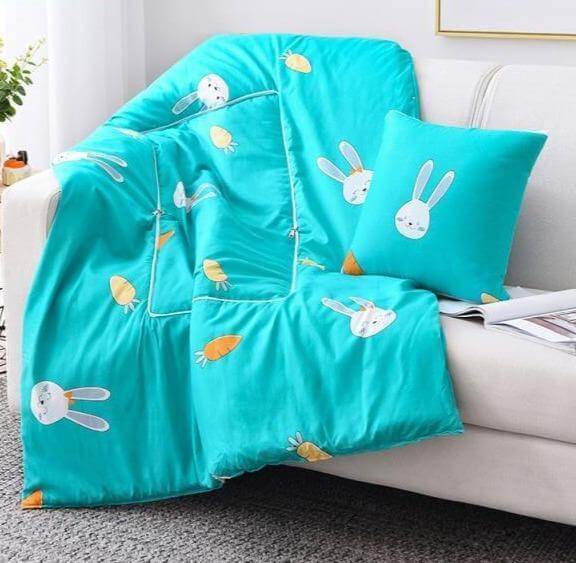 Colorful Cartoon Pillow Blanket 2-in-1 Travel Blanket