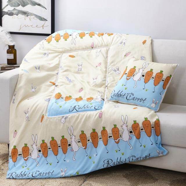 Colorful Cartoon Pillow Blanket 2-in-1 Travel Blanket