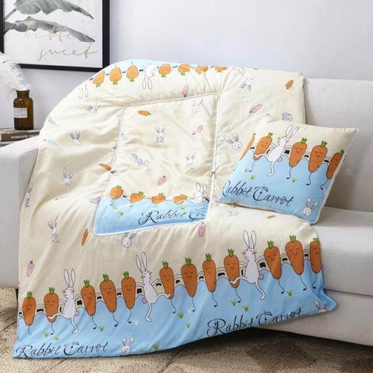 Colorful Cartoon Pillow Blanket 2-in-1 Travel Blanket