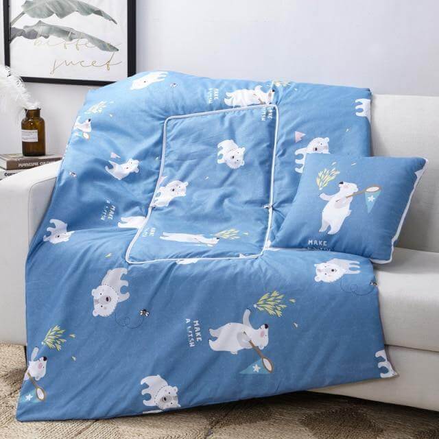 Colorful Cartoon Pillow Blanket 2-in-1 Travel Blanket