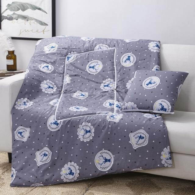 Colorful Cartoon Pillow Blanket 2-in-1 Travel Blanket