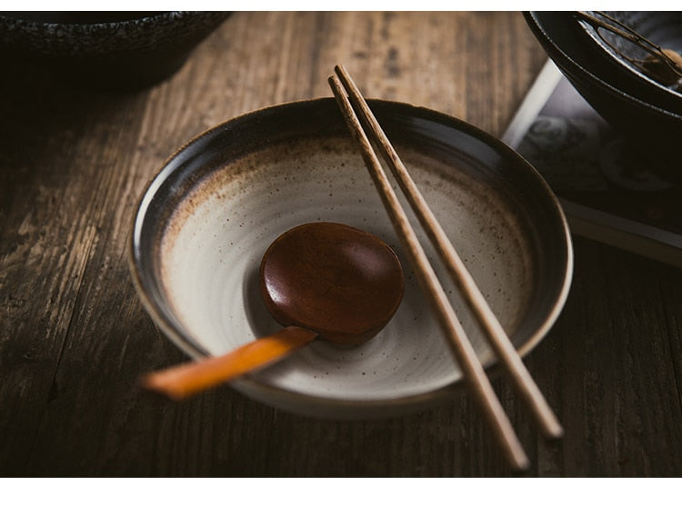 Japanese Ceramic Ramen Bowl Set with Chopsticks and Spoon, 3 Colors