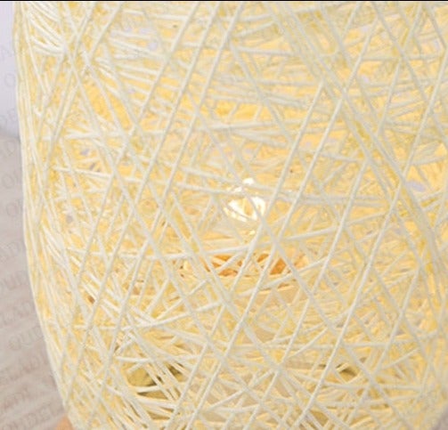 Handcrafted Rattan Wood Table Lamp with Up & Down Shade