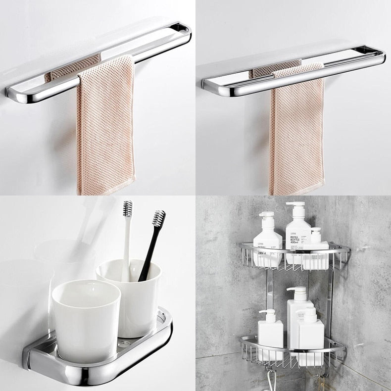 Stainless Steel Bathroom Hardware Set - Timeless Contemporary Design
