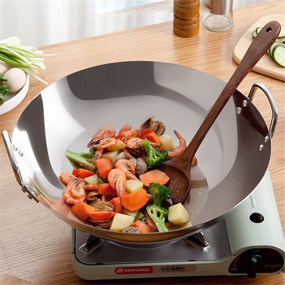 Stainless Steel Wok - Eco-Friendly Cooking Tool in 4 Sizes