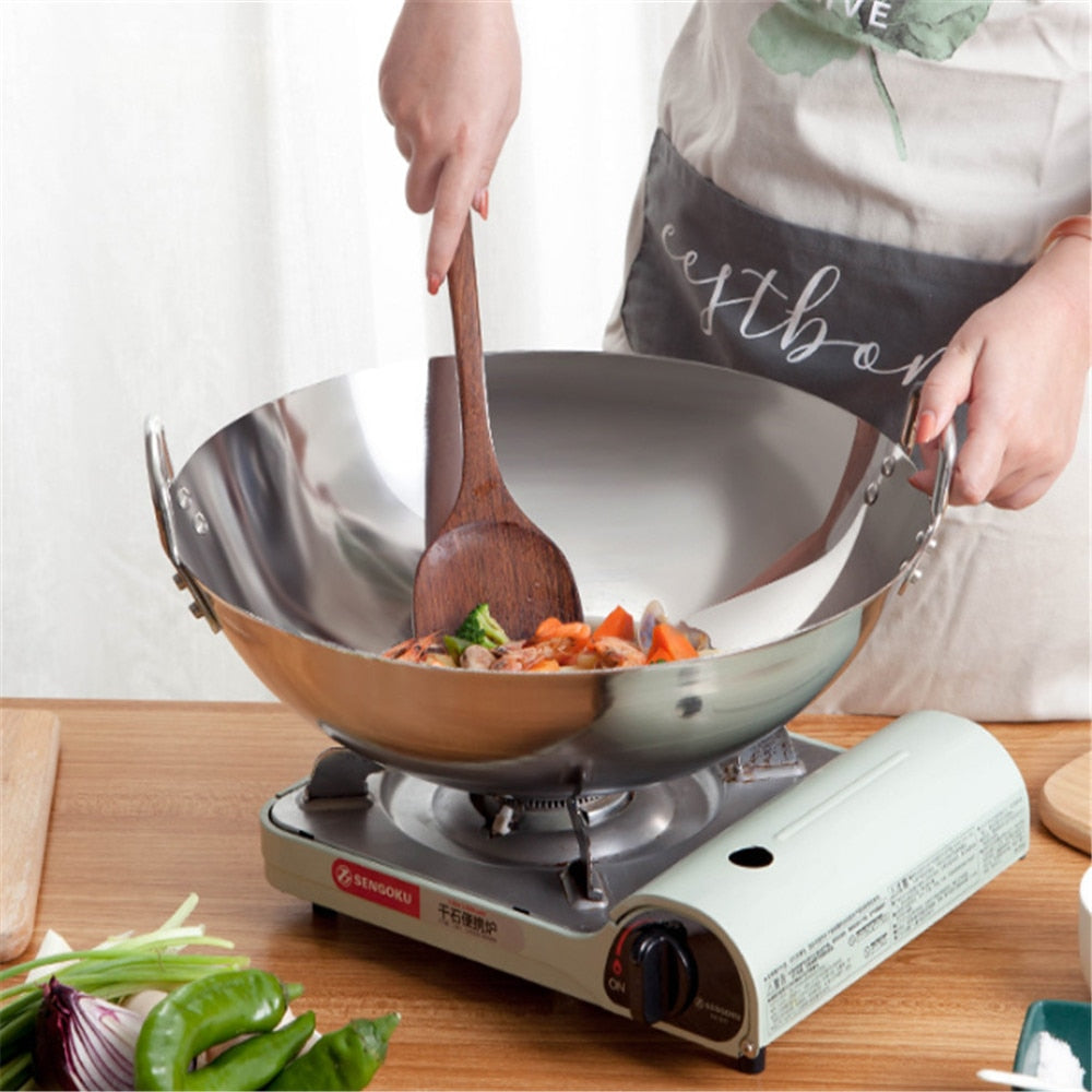 Stainless Steel Wok - Eco-Friendly Cooking Tool in 4 Sizes