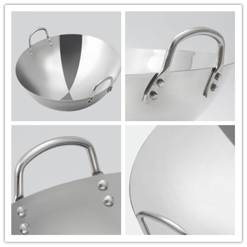 Stainless Steel Wok - Eco-Friendly Cooking Tool in 4 Sizes
