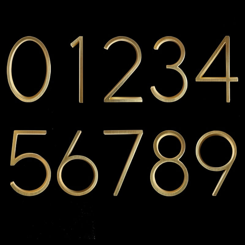 Gold Modern Zinc Alloy House Numbers