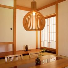 Handcrafted Wooden Pendant Lamp with Adjustable Height
