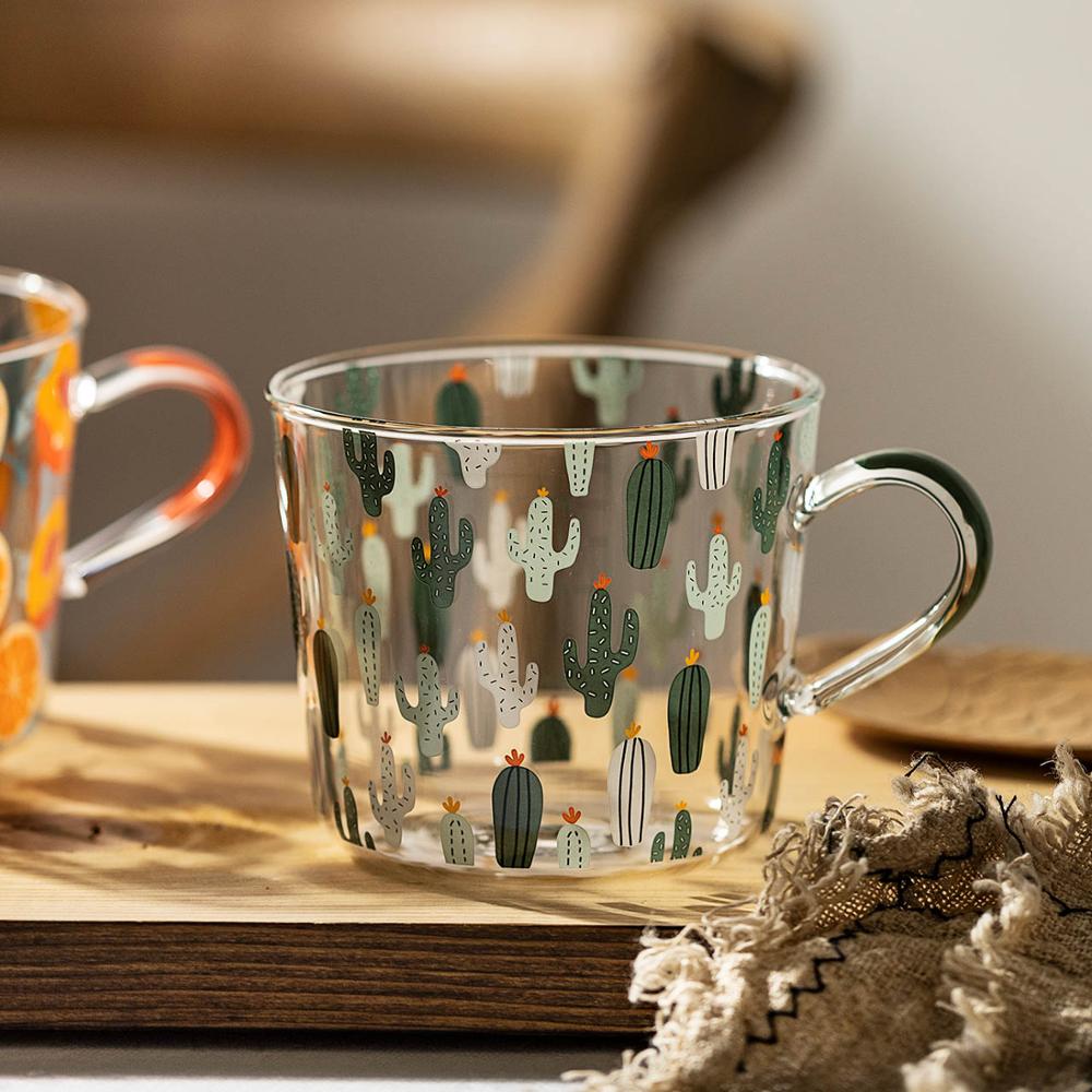Glass Measuring Cup with Peach or Cactus Design