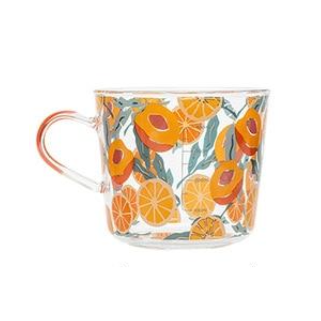 Glass Measuring Cup with Peach or Cactus Design