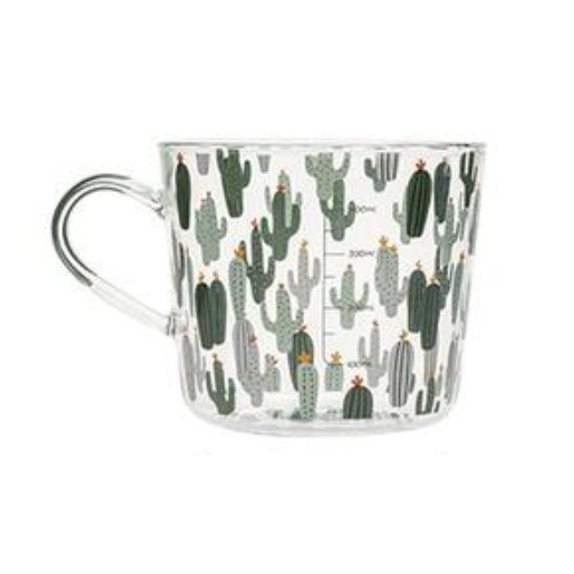 Glass Measuring Cup with Peach or Cactus Design