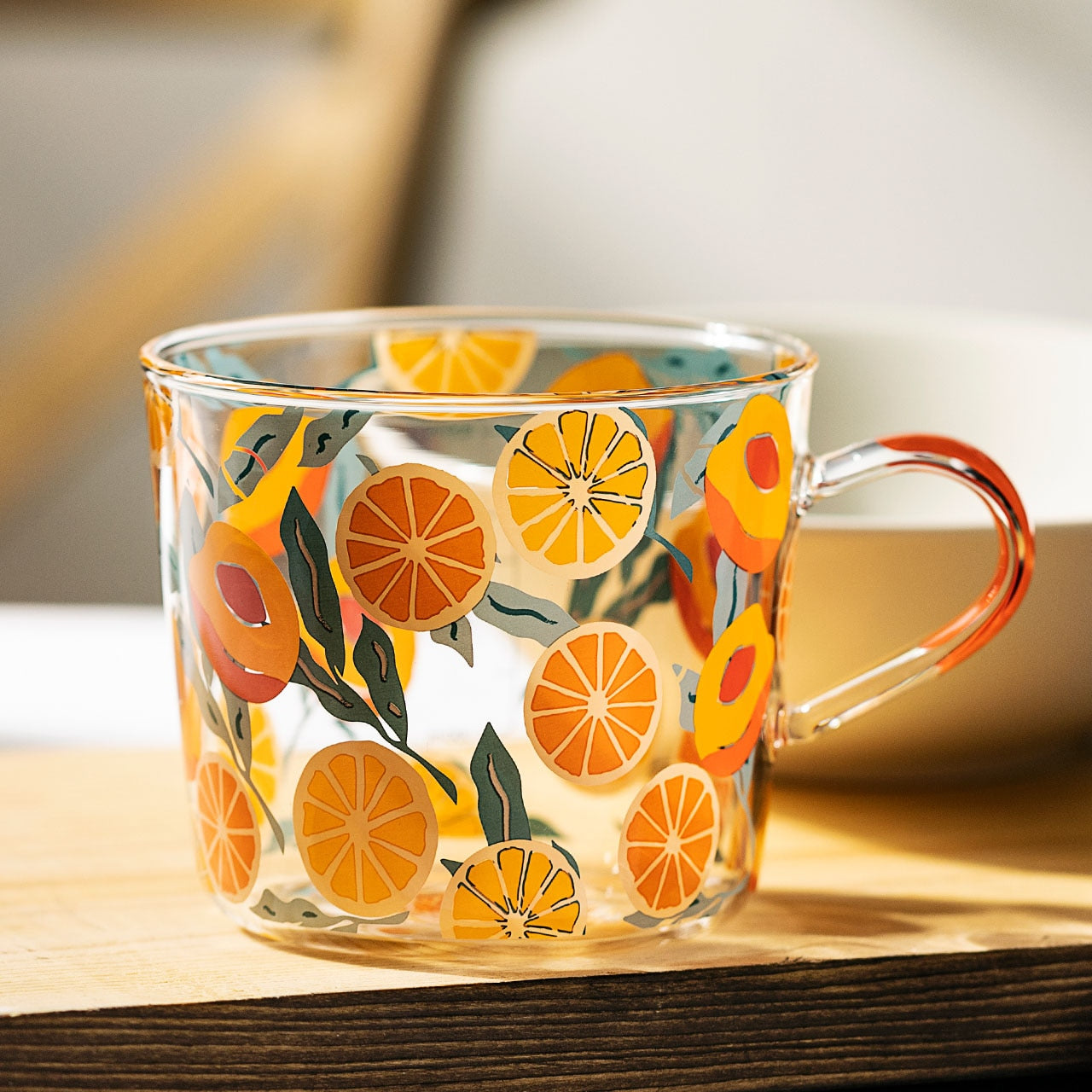 Glass Measuring Cup with Peach or Cactus Design