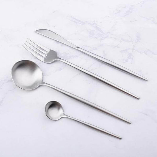 Contemporary Silver Stainless Steel Cutlery Set