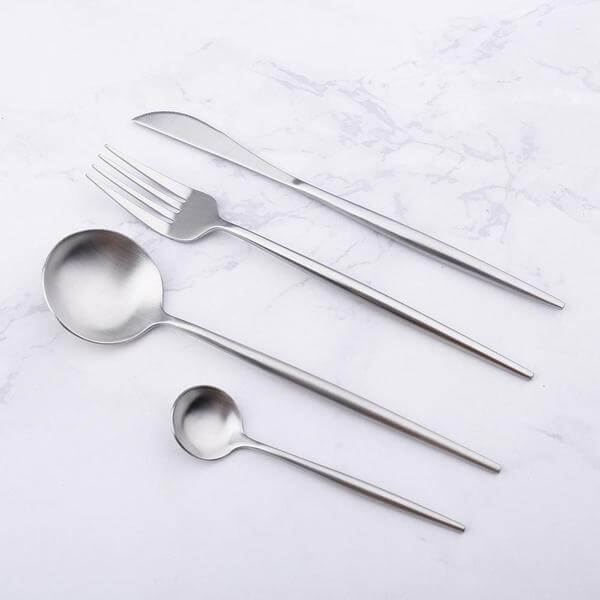 Contemporary Silver Stainless Steel Cutlery Set