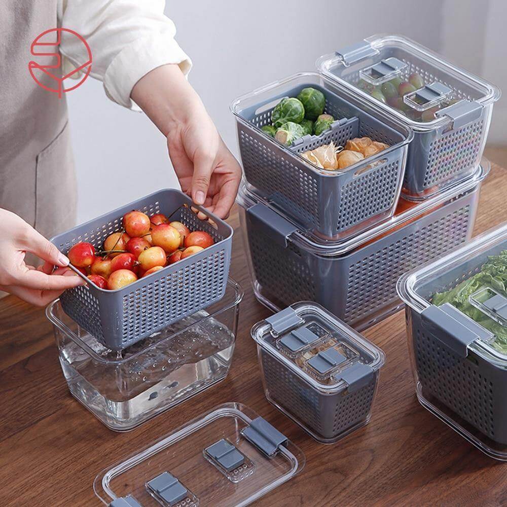 Multifunctional Vegetable and Fruit Drainage Organizer with Lid