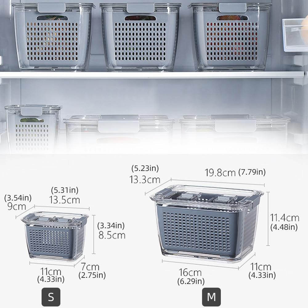 Multifunctional Vegetable and Fruit Drainage Organizer Box with Lid