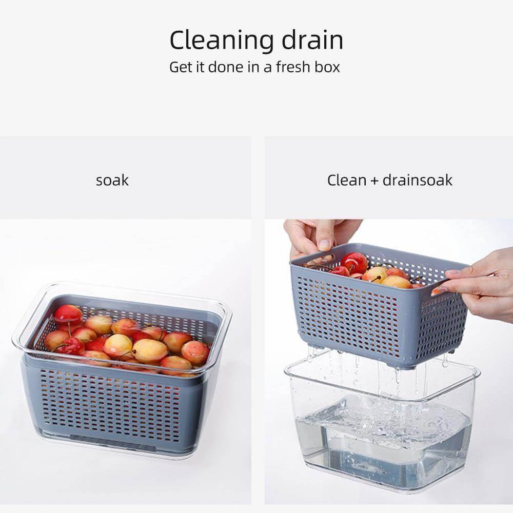 Multifunctional Vegetable and Fruit Drainage Organizer Box with Lid