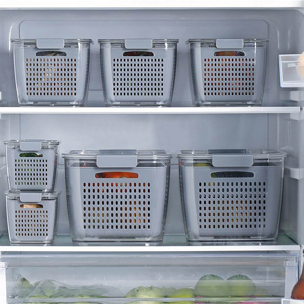 Multifunctional Vegetable and Fruit Drainage Organizer Box with Lid