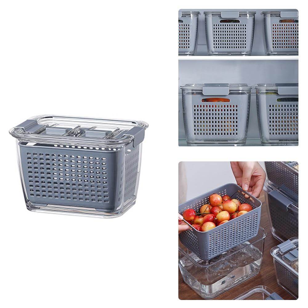 Multifunctional Vegetable and Fruit Drainage Organizer Box with Lid