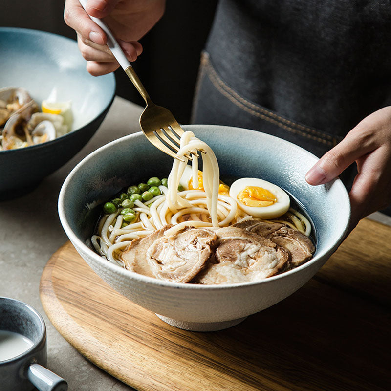Japanese Ceramic Ramen Bowl - Eco-Friendly, 8" x 3.3", 1200 mL Capacity