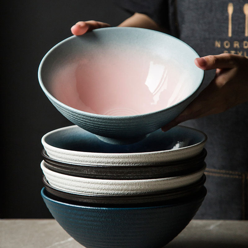 Japanese Ceramic Ramen Bowl - Eco-Friendly, 1200 mL Capacity, 6 Colors