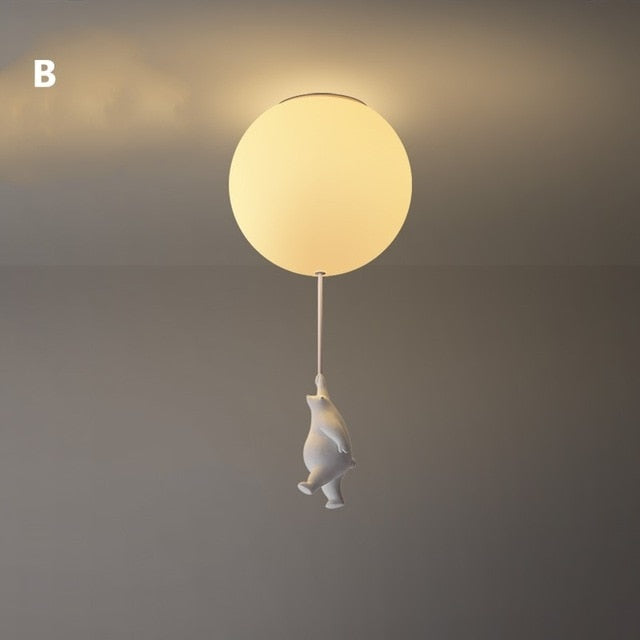 Funny Bear and Balloon Ceiling Lamp for Kids' Rooms