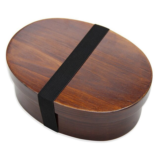Japanese Wooden Bento Lunch Box with Rubber Band - 500ml Capacity
