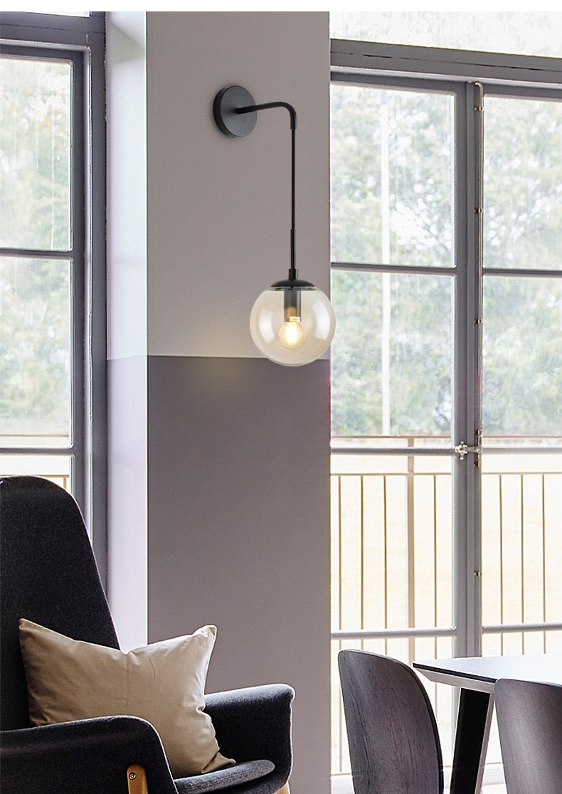Stella Contemporary Hanging Wall Light - Brass and Glass