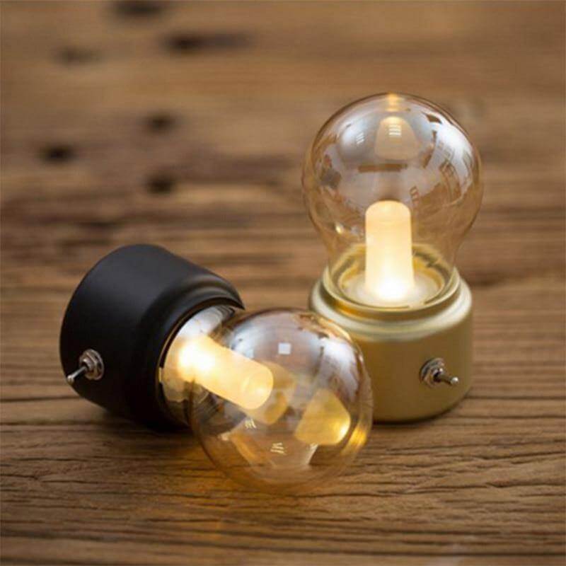 Vintage Rechargeable LED Table Lamp with Glass Finish
