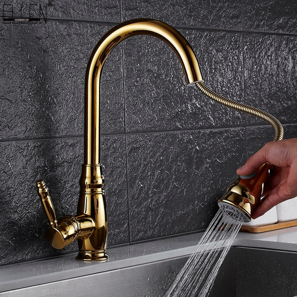 Retractable Kitchen Faucet with Dual Function Spray