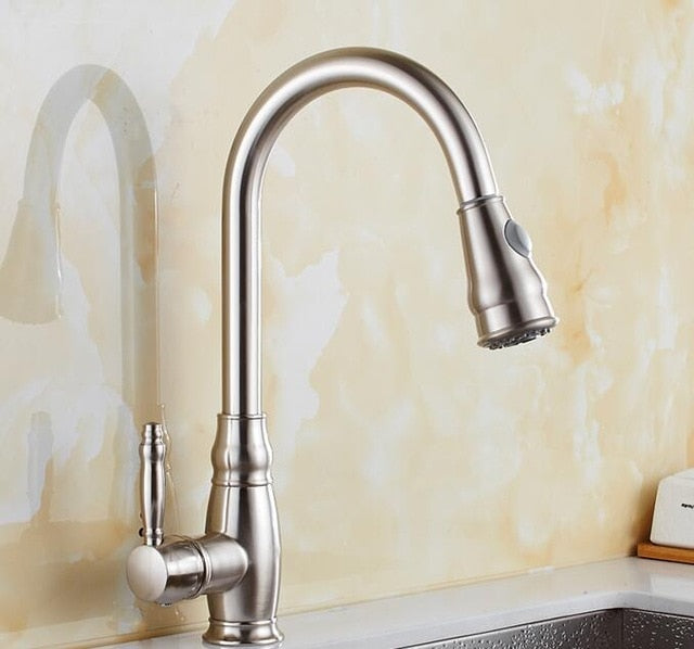 Retractable Kitchen Faucet with Dual Function Spray