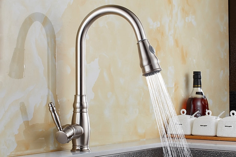 Retractable Kitchen Faucet with Dual Function Spray