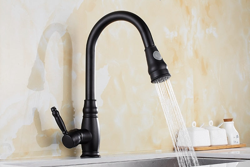 Retractable Kitchen Faucet with Dual Function Spray