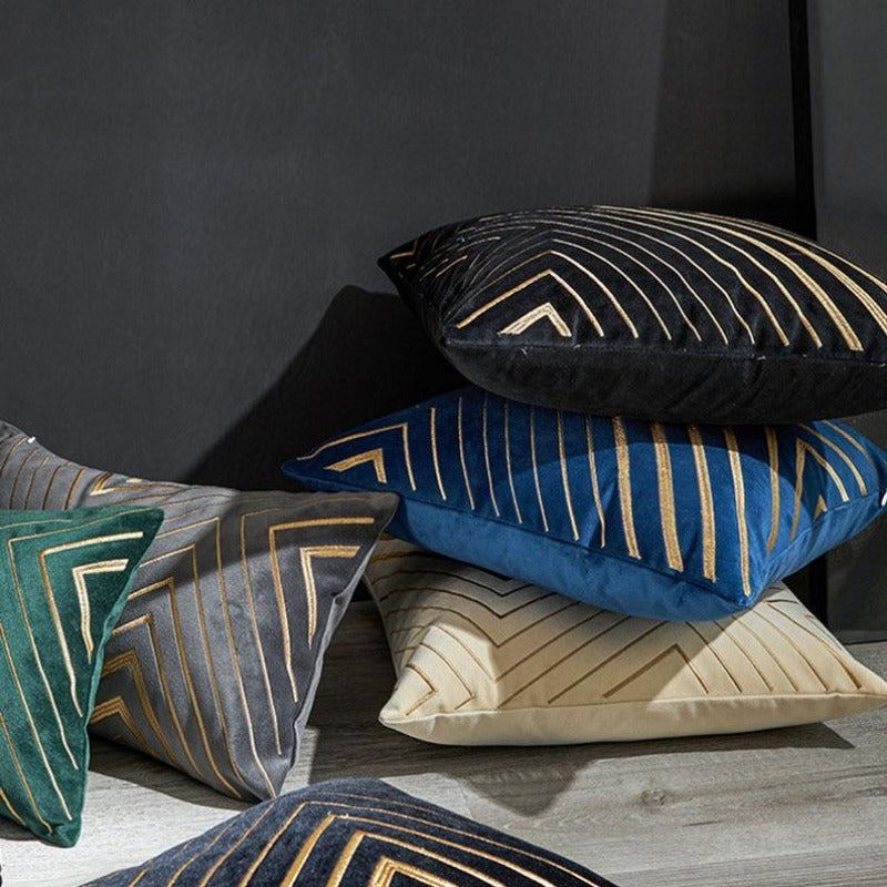 Gilded Luxury Velvet Cushion Cover with Gold Embroidery