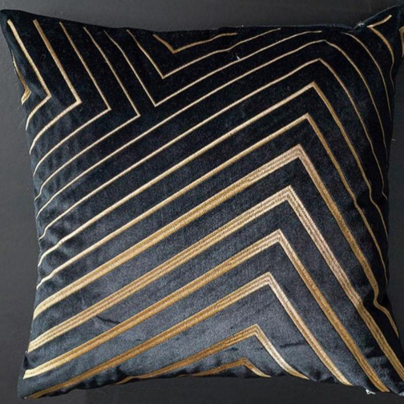 Gilded Luxury Velvet Cushion Cover with Gold Embroidery