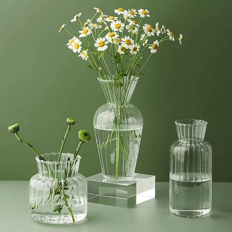 Textured Petal Glass Vase for Elegant Home Decor