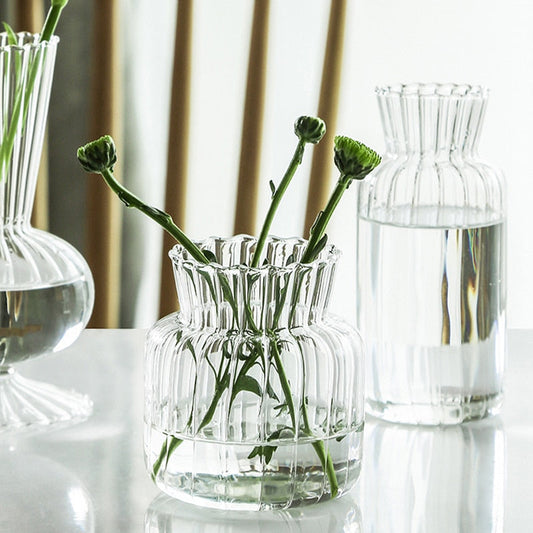 Textured Petal Glass Vase for Elegant Home Decor