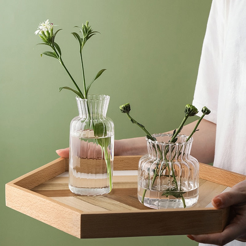 Textured Petal Glass Vase - Elegant Home Decor Accent