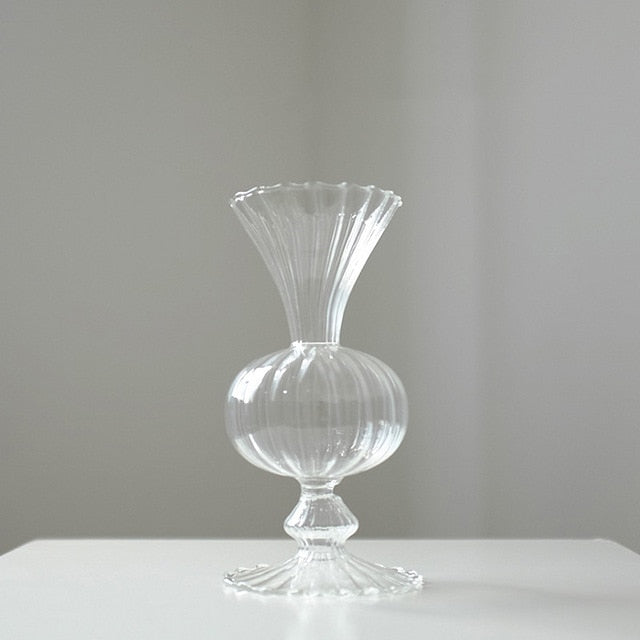 Textured Petal Glass Vase - Elegant Home Decor Accent