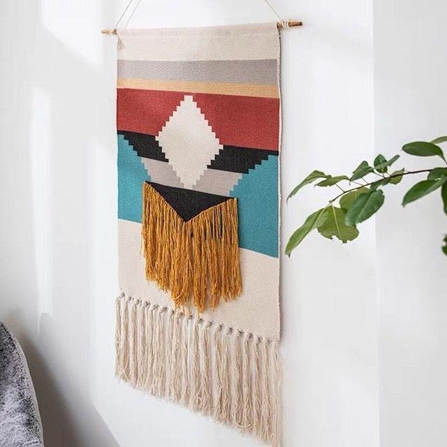 Geometric Macrame Tassel Wall Tapestry