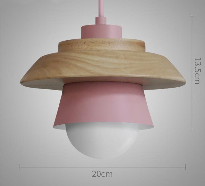 Nordic Wooden Pendant Light with Aluminum Shade