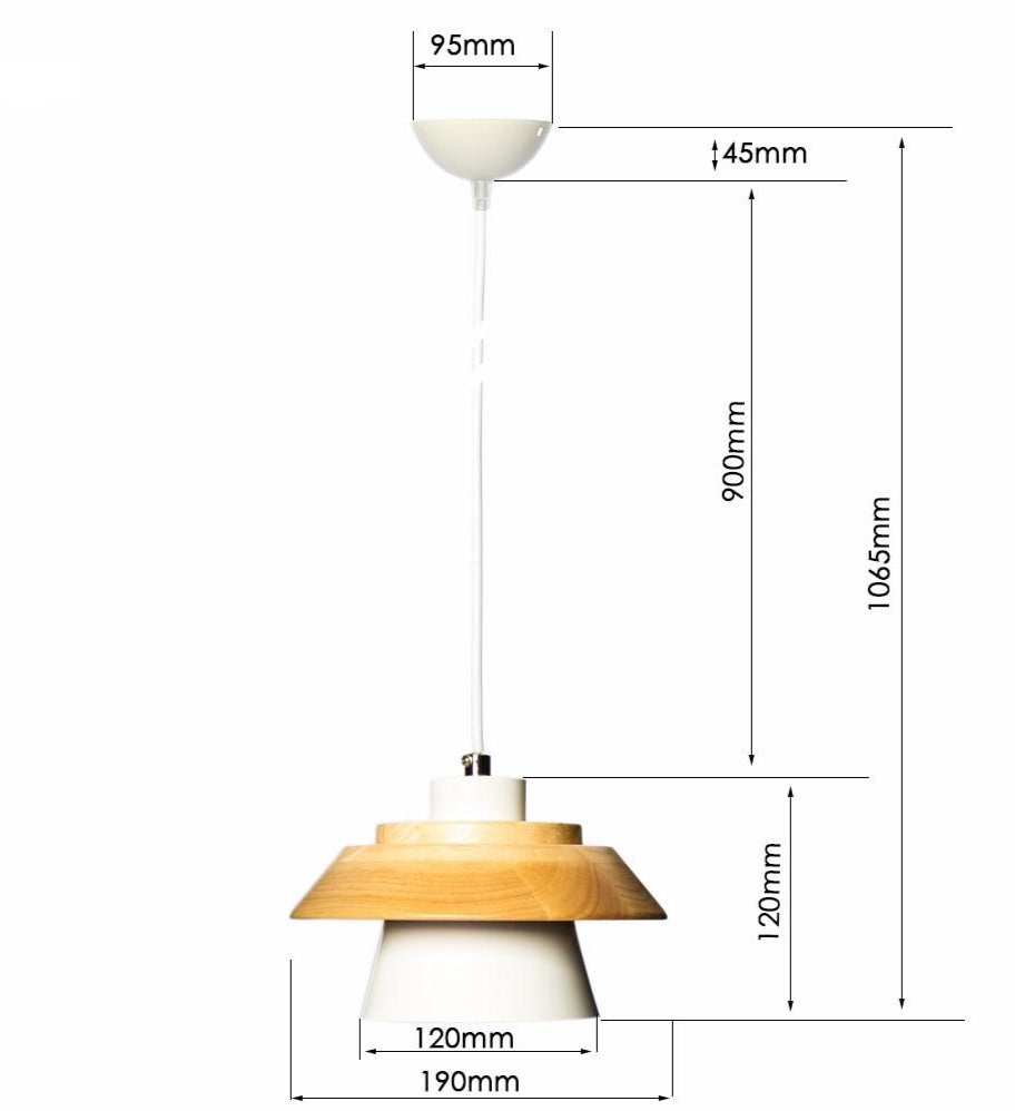 Nordic Wooden Pendant Light with Aluminum Shade