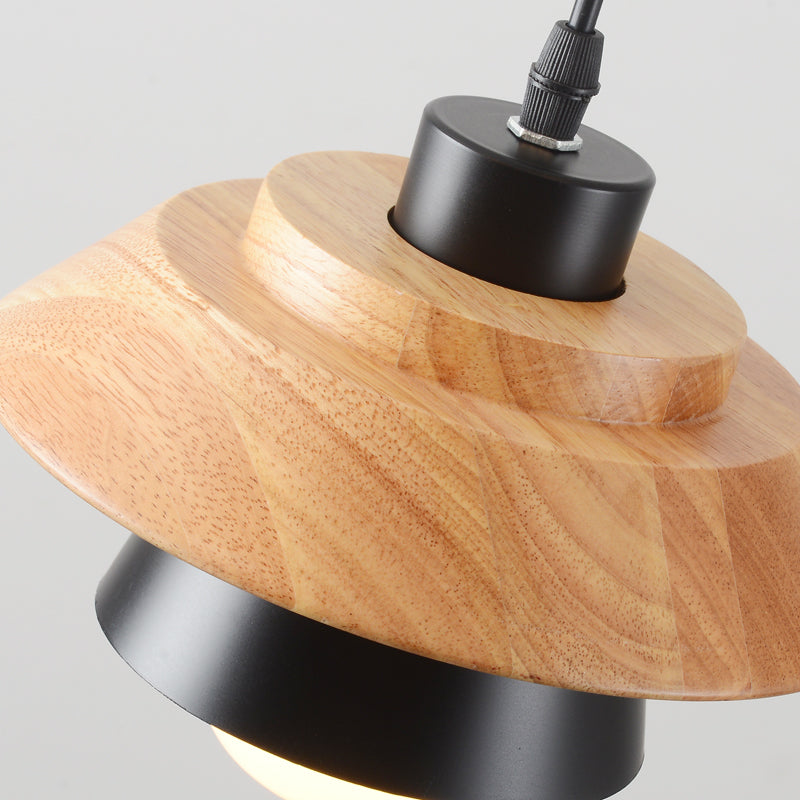 Nordic Wooden Pendant Light with Aluminum Shade