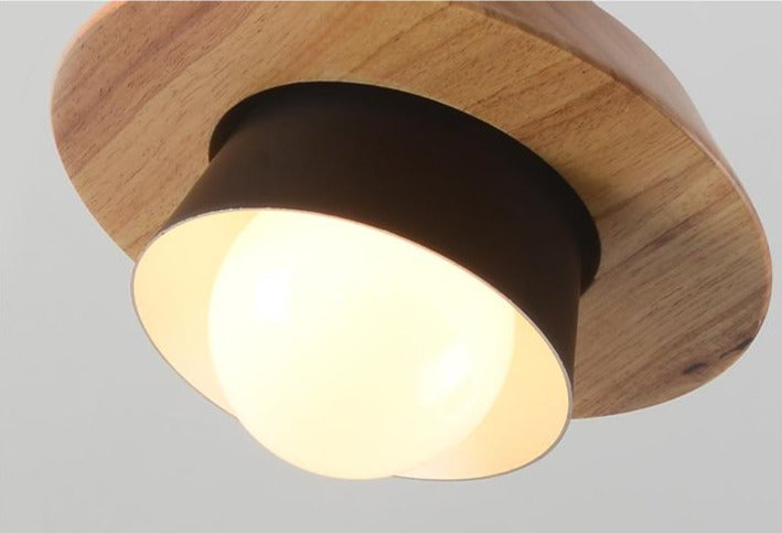 Nordic Wooden Pendant Light with Aluminum Shade
