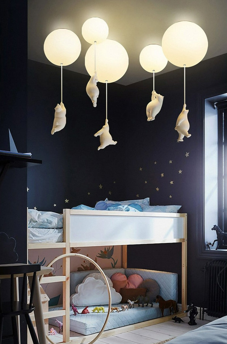 Funny Bear and Balloon Ceiling Lamp for Kids' Rooms