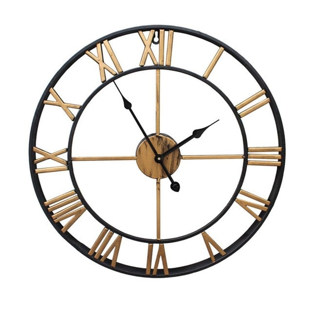 3D Metal Roman Numerals Wall Clock