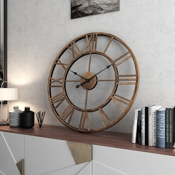 Modern 3D Large Roman Numerals Metal Wall Clock